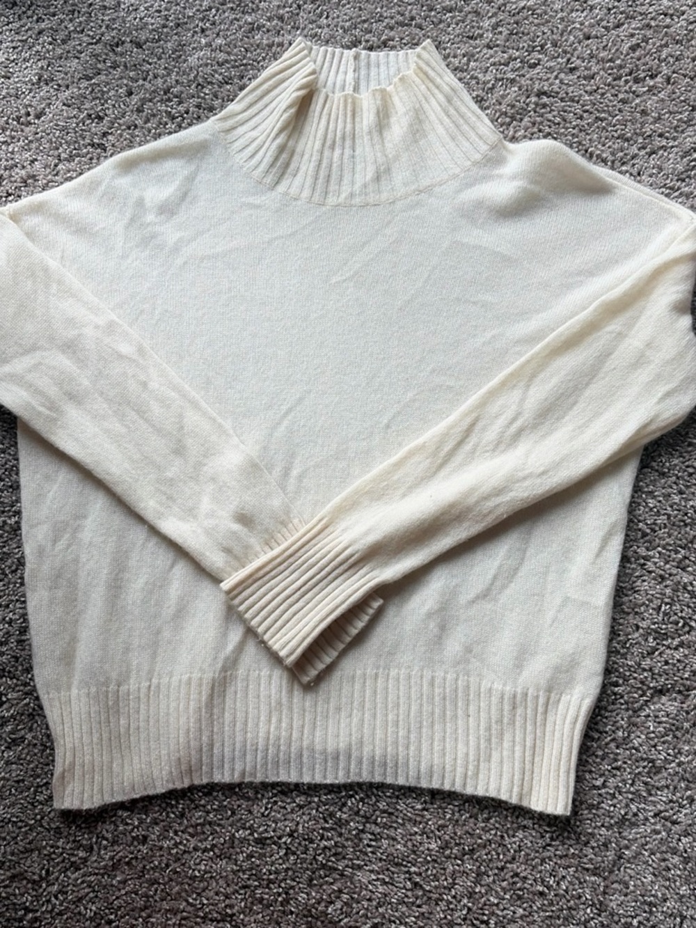 Free People Cashmere Ivory Ribbed Turtleneck Sweater